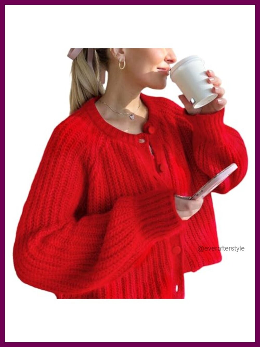 Womens Chunky Knit Cardigan Sweater Long Sleeve Button Down Open Front